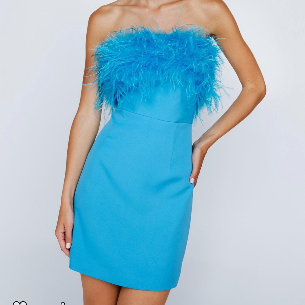 Nasty Gal Blue Feather Dress
